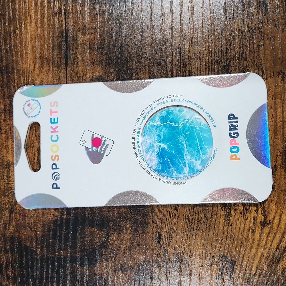 NWT PopSocket brand pop grip blue ocean marble